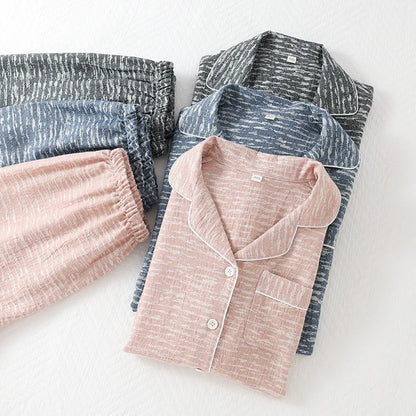 2025 New Summer Couple's Pajama Set 100% Cotton Men's and Women's Short Sleeve Shorts Two Piece Set Thin Home Clothing