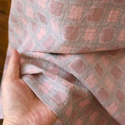 2025 New Summer Short Sleeve Sleeping Skirt 100% Cotton Yarn Weaving Jacquard Loose Pullover Mid length Plaid Skirt Home Dress