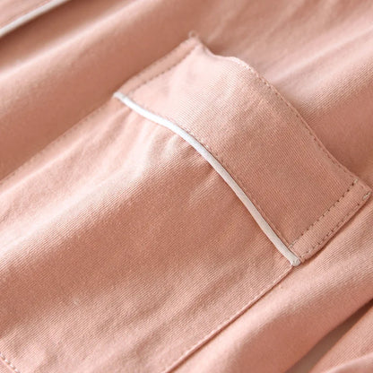 2025 Spring and Autumn New Couple Pajamas Two Piece Set 100%Cotton Knitted Men's and Women's Simple Long Sleeve Home Furnishings