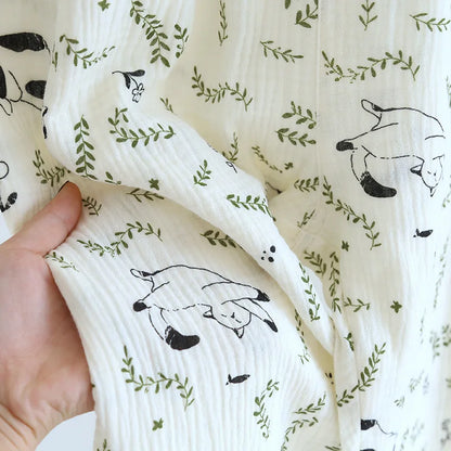 2025 Spring/Summer New Women's Pajamas Three Piece Set 100% Pure Cotton Crepe Thin Short Sleeves+Shorts+Long Pants Home Fury