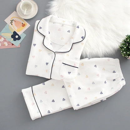 Japanese ladies pajamas set 2025 new autumn and winter air cotton layer thickening long-sleeved cute home clothes pure cotton