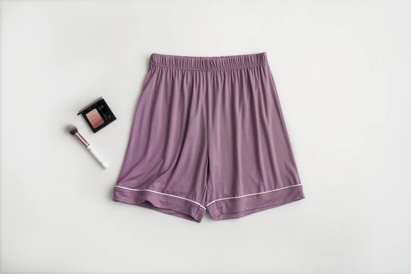 2025 summer new women's pajamas 3-piece Modal large simple pajamas with bra short sleeves+shorts+trousers casual home wear