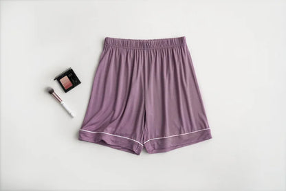 2025 summer new women's pajamas 3-piece Modal large simple pajamas with bra short sleeves+shorts+trousers casual home wear