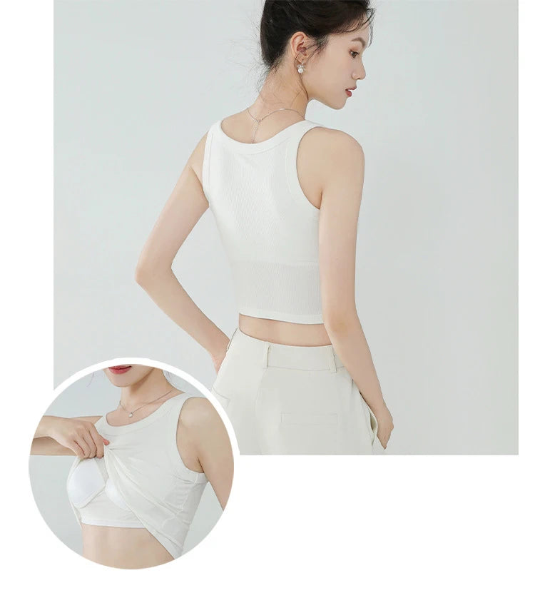 Spring and summer new women's modal with chest pad vest bra one-piece vest home service camisole crop top women camisoles