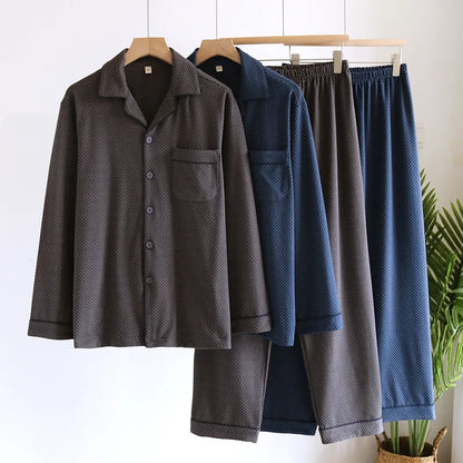 2025 New Men's Autumn/Winter Pajama Set Thickened Warm Home Clothes Long Sleeve Long Pants Two Piece Set Large Size Set