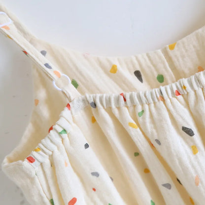 2025 New Summer Women's Sleeping Skirt 100% Cotton Crepe with Chest Cushion Suspender Dress Cute Thin Home Dress Summer Dress