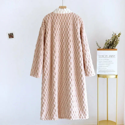 2025 New Autumn/Winter Women's Sleeping Skirt Flannel Plush Thickened Warm Long Dress Coral Plush Home Fur Sleeping Skirt Ladies