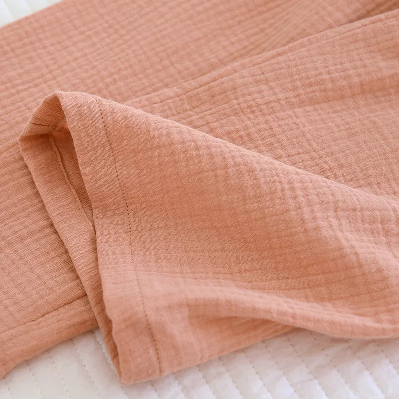 2025 new women's pajama suit 100% cotton crepe sweet lovely long-sleeved trousers two-piece home wear thin sleepwear women