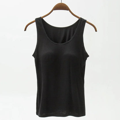 2025New summer modal with five-finger cup chest pad camisole ladies multicolor large size wide shoulder strap women lingerie top