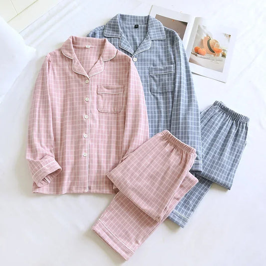 2025 New Couple's Checkered Pajama Set for Autumn and Winter Warmth,Men's and Women's Long sleeved Pants,Two piece Home Clothes