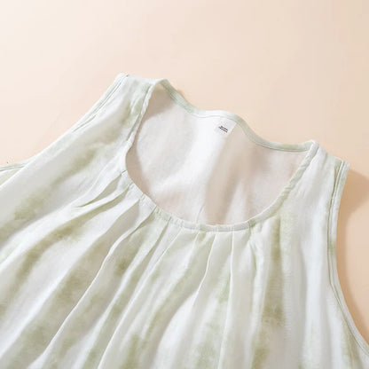 2025 Summer New Women's Sleeping Skirt Bamboo Fiber with Chest Mat Long Skirt Simple Thin Loose Sleeveless Tank Top Skirt