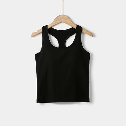 2025 New Women's Summer Pure Cotton Tank Top with Breast Pads Bra One Piece Racerback Backing Sleepwear Home Furnishing Top