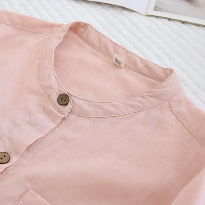 2025 New Spring/Summer Couple's Pajama Set 100% Cotton Simple Men's and Women's Long Sleeve Long Pants Two Piece Home Clothes