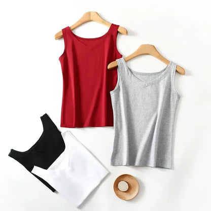 2025 new summer women's sleeveless vest single-piece top Modal vest body-fitting bottom top V-neck sling with thin home clothes