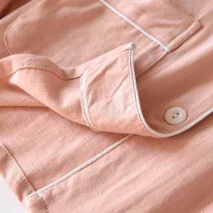 2025 Spring and Autumn New Couple Pajamas Two Piece Set 100%Cotton Knitted Men's and Women's Simple Long Sleeve Home Furnishings