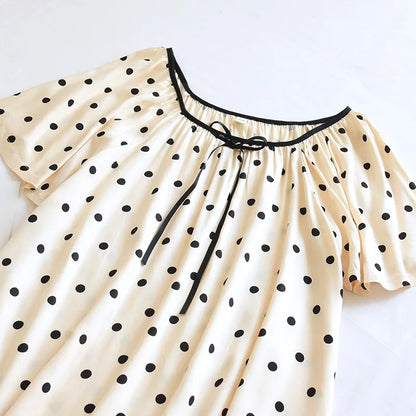 2025 New Women's Summer Short sleeved Nightwear 100% Viscous Fiber Comfortable and Breathable Soft Dress Thin Large Home Fury