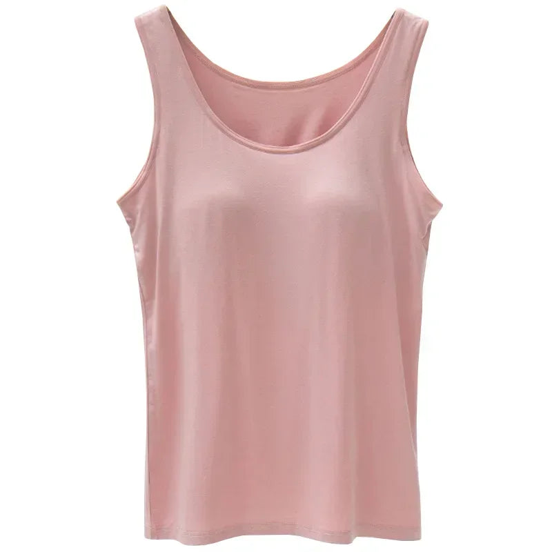 2025New summer modal with five-finger cup chest pad camisole ladies multicolor large size wide shoulder strap women lingerie top