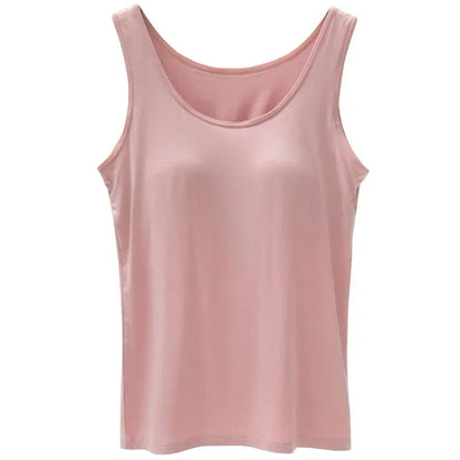 2025New summer modal with five-finger cup chest pad camisole ladies multicolor large size wide shoulder strap women lingerie top