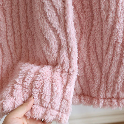 Autumn and Winter New Women's Nightgown Flannel Nightdress Warm Thickened Sweet Cute Large Size Home Clothes Gown Bath Robe