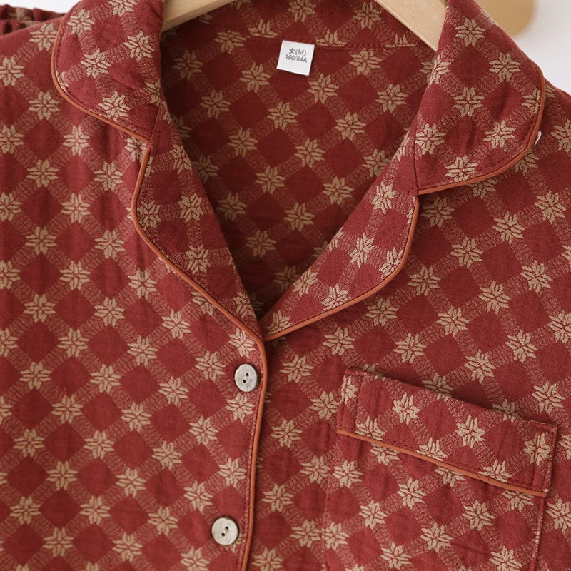 2025 New Spring and Autumn Women's Pajama Set Full Cotton Long Sleeve Long Pants Two Piece Set Cardigan Women's Home Clothes