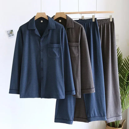 2025 New Men's Autumn/Winter Pajama Set Thickened Warm Home Clothes Long Sleeve Long Pants Two Piece Set Large Size Set