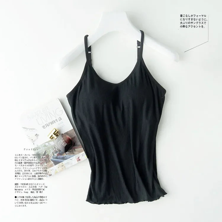 2025 day line modal thread beauty back new steel-free integrated chest pad camisole bottoming shirt with chest pad camisole