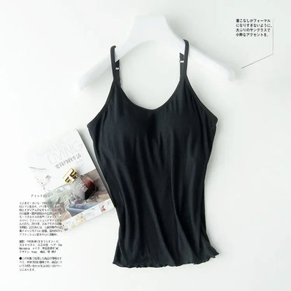 2025 day line modal thread beauty back new steel-free integrated chest pad camisole bottoming shirt with chest pad camisole