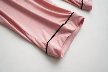 2025 summer new women's pajamas 3-piece Modal large simple pajamas with bra short sleeves+shorts+trousers casual home wear