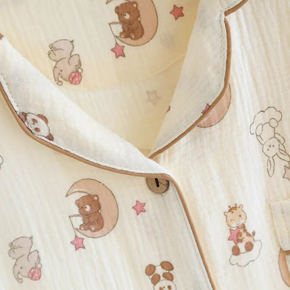 2025 New Women's Spring/Summer Pajama Set 100% Cotton Short Sleeves+Shorts+Long Pants Three Piece Thin Sweet Home Furnishings