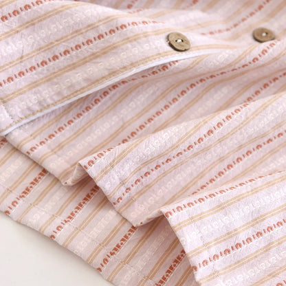 2025 New Spring/Summer Couple Set 100% Cotton Striped Long Sleeve Two Piece Set Men's and Women's Cardigan Home Clothes