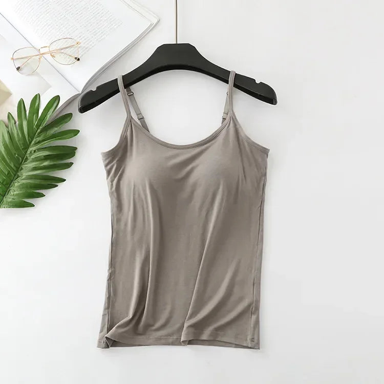 2025 new modal female large size no steel ring integrated five-finger chest pad camisole bottoming shirt slim multicolor