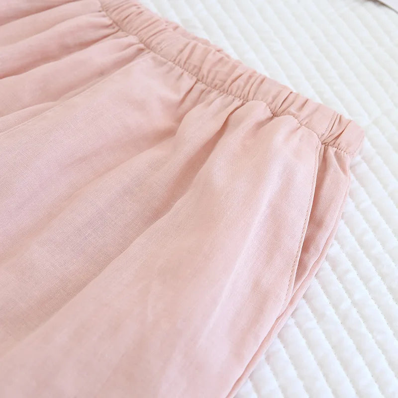 2025 New Spring/Summer Couple's Pajama Set 100% Cotton Simple Men's and Women's Long Sleeve Long Pants Two Piece Home Clothes