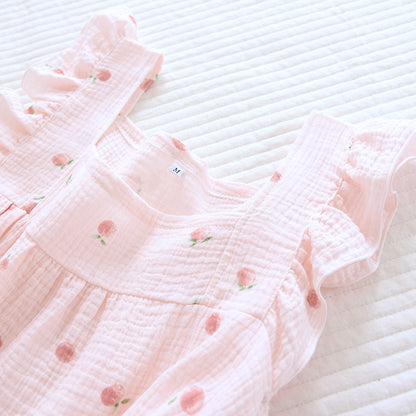Pure desire for ins in summer, flounce shorts, cotton suspenders, pajamas, women's summer home clothes, two-piece suit, summer