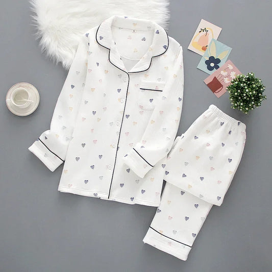Japanese ladies pajamas set 2025 new autumn and winter air cotton layer thickening long-sleeved cute home clothes pure cotton