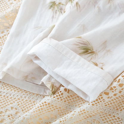 2025 New Spring/Summer Women's Pajama Set 100% Cotton Chinese Style Outable Short sleeved Pants Two piece Home Clothes