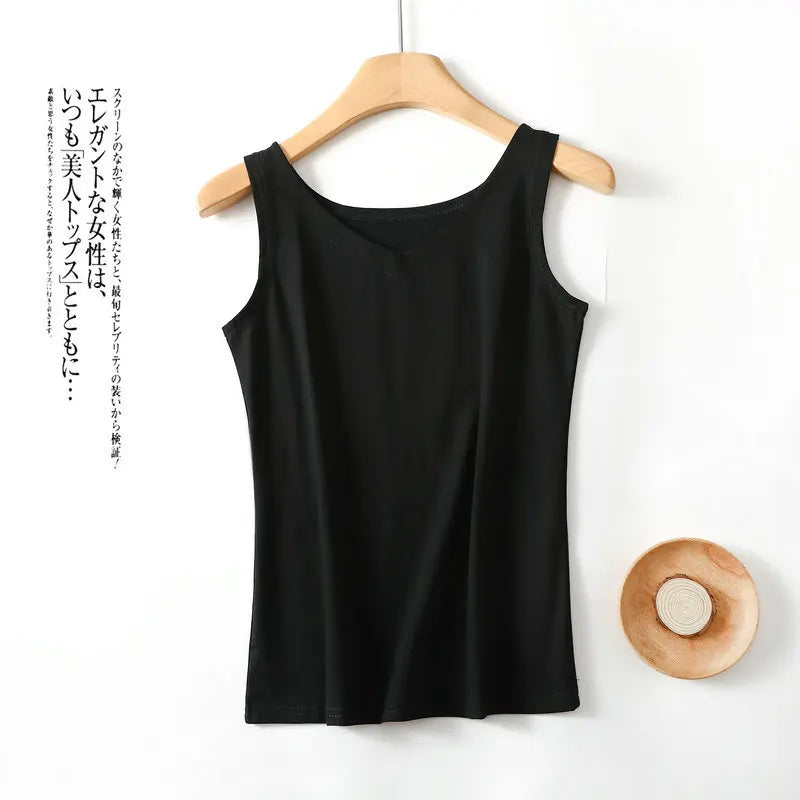 2025 new summer women's sleeveless vest single-piece top Modal vest body-fitting bottom top V-neck sling with thin home clothes