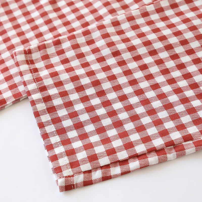 2025 Spring/Summer Couple Pajama Set 100% Cotton Double Layer Gauze Men's and Women's Japanese Plaid Set Long sleeved Home Fury