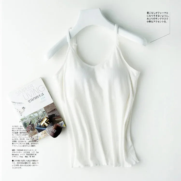 2025 day line modal thread beauty back new steel-free integrated chest pad camisole bottoming shirt with chest pad camisole